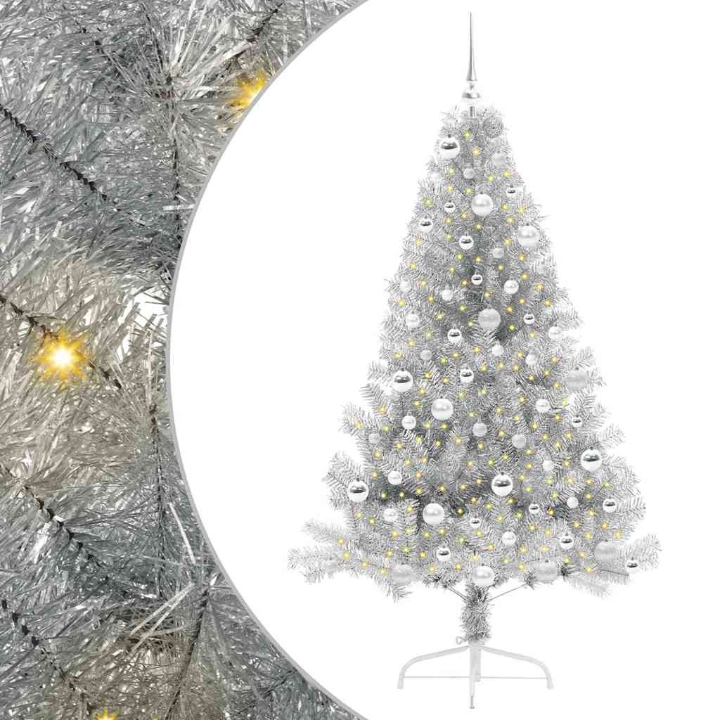 Sapin de Noël artificiel pré-éclairé Argent 180 cm PET - XIOS