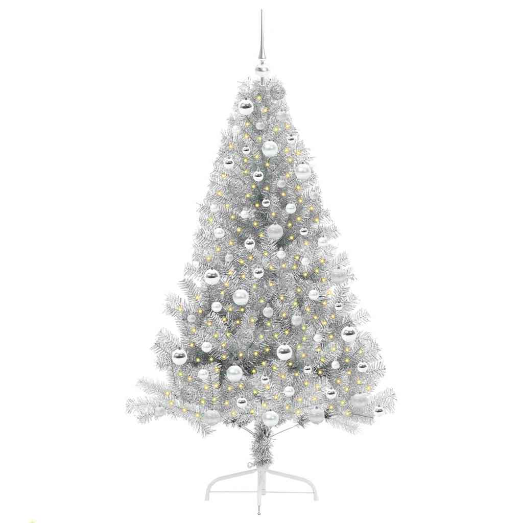 Sapin de Noël artificiel pré-éclairé Argent 180 cm PET - XIOS