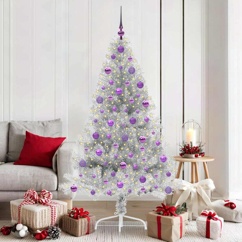 Sapin de Noël artificiel pré-éclairé Argent 180 cm PET - XIOS