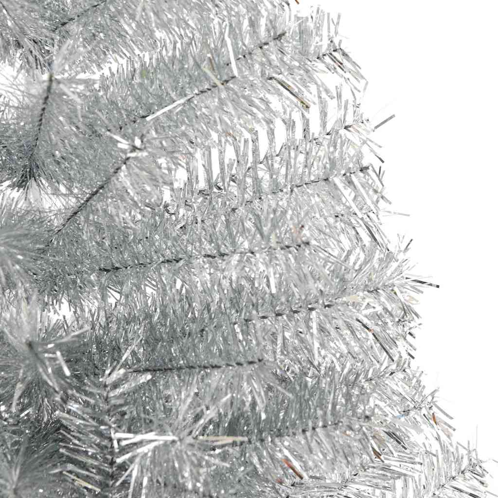 Sapin de Noël artificiel pré-éclairé Argent 210 cm PET