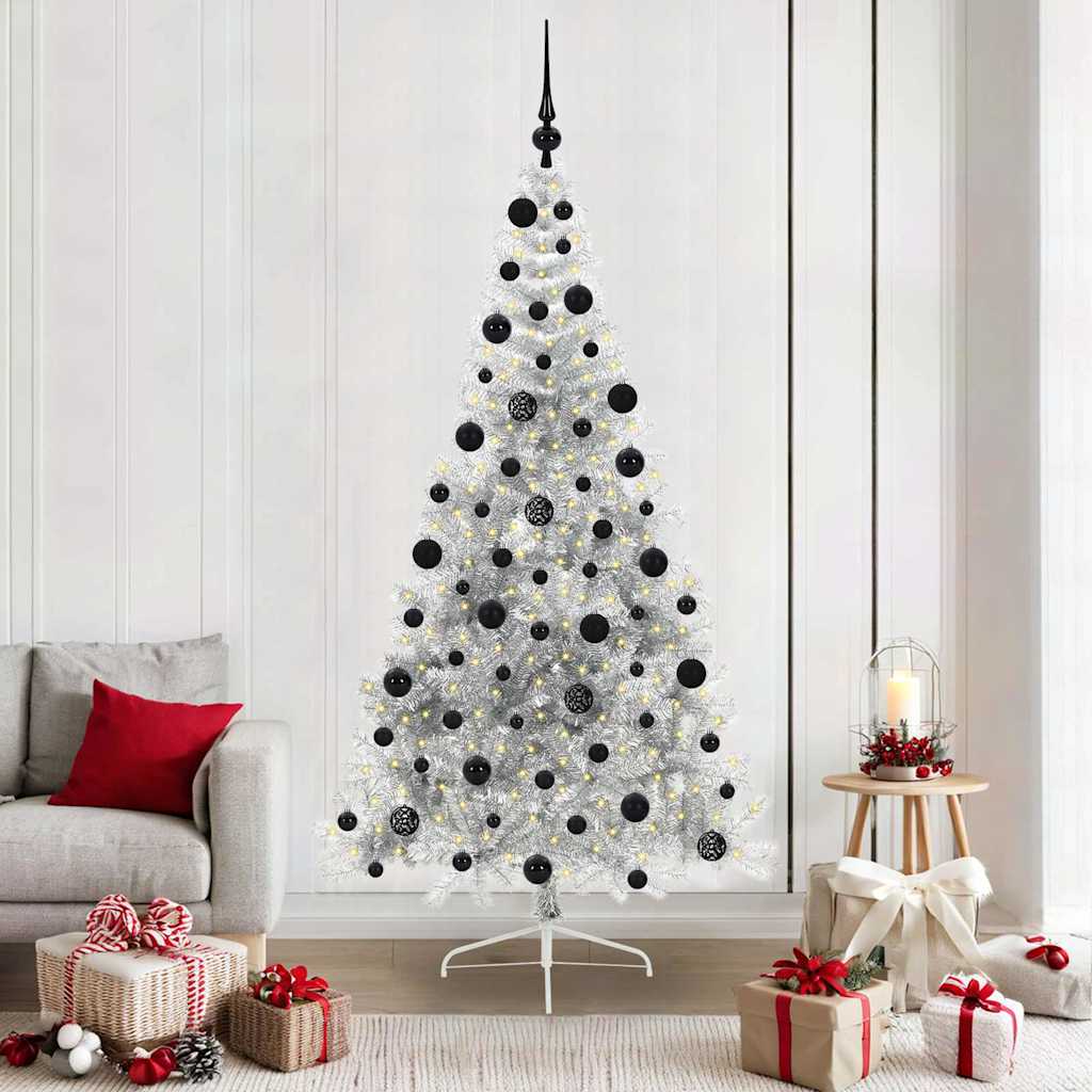 Sapin de Noël artificiel pré-éclairé Argent 210 cm PET - XIOS