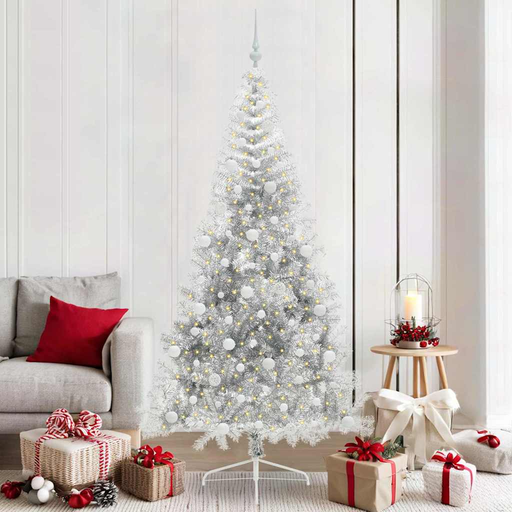 Sapin de Noël artificiel pré-éclairé Argent 210 cm PET - XIOS