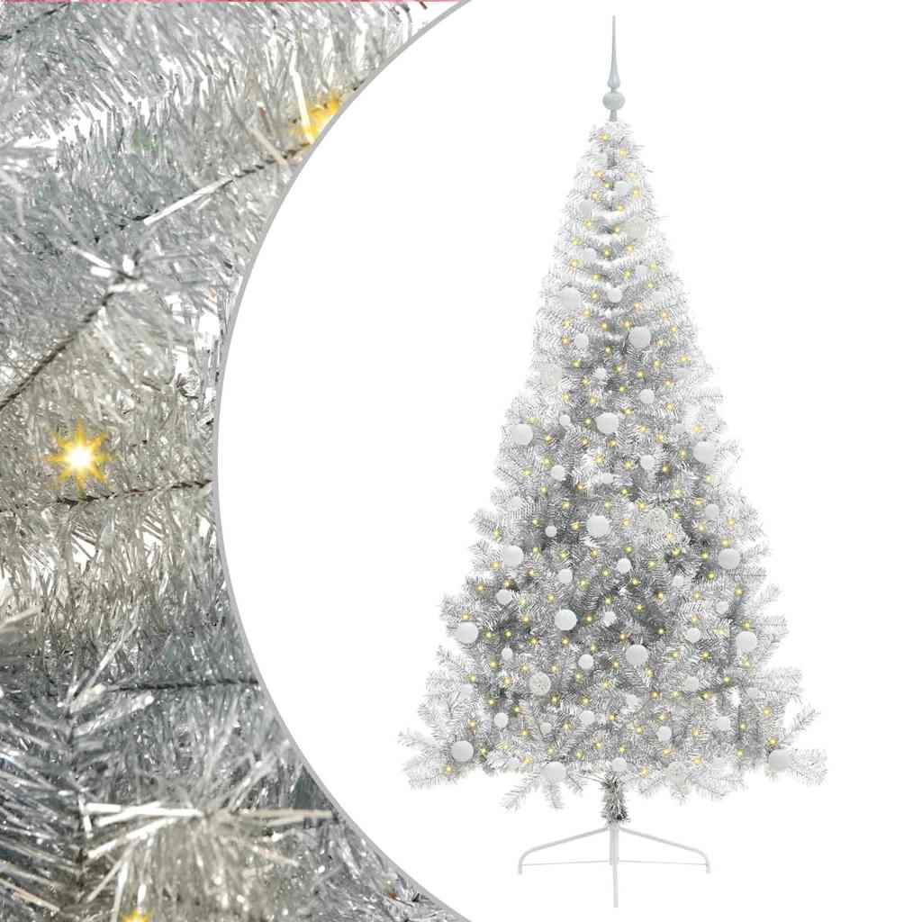 Sapin de Noël artificiel pré-éclairé Argent 210 cm PET - XIOS