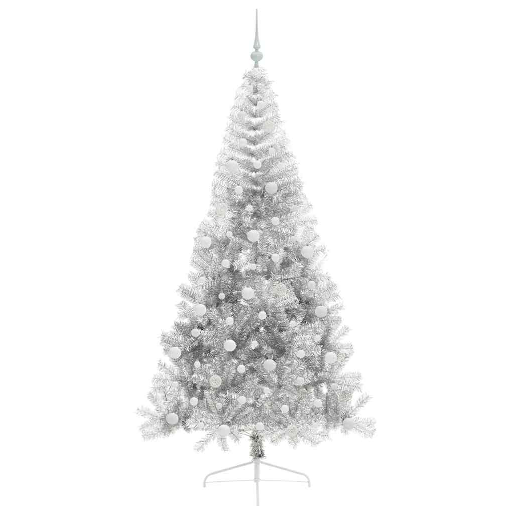 Sapin de Noël artificiel pré-éclairé Argent 210 cm PET