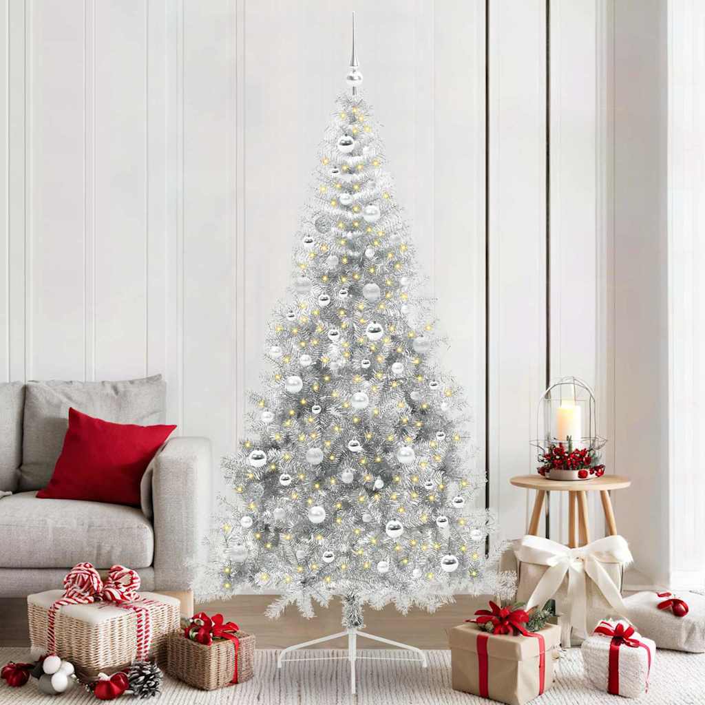 Sapin de Noël artificiel pré-éclairé Argent 210 cm PET - XIOS