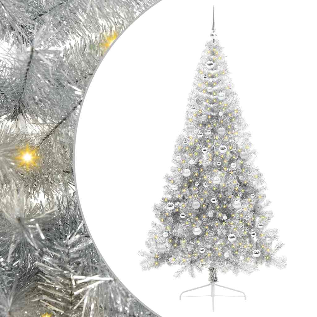 Sapin de Noël artificiel pré-éclairé Argent 210 cm PET - XIOS