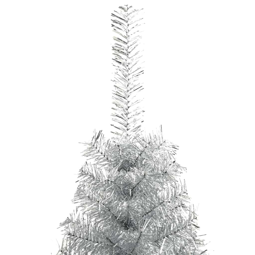 Sapin de Noël artificiel pré-éclairé Argent 210 cm PET