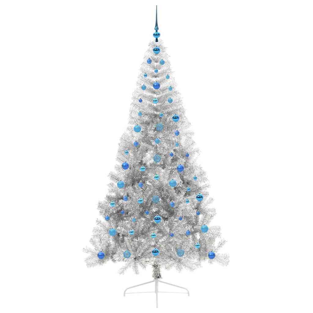 Sapin de Noël artificiel pré-éclairé Argent 210 cm PET