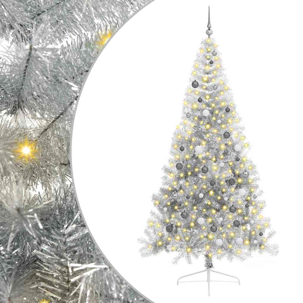 Sapin de Noël artificiel pré-éclairé Argent 240 cm PET - XIOS