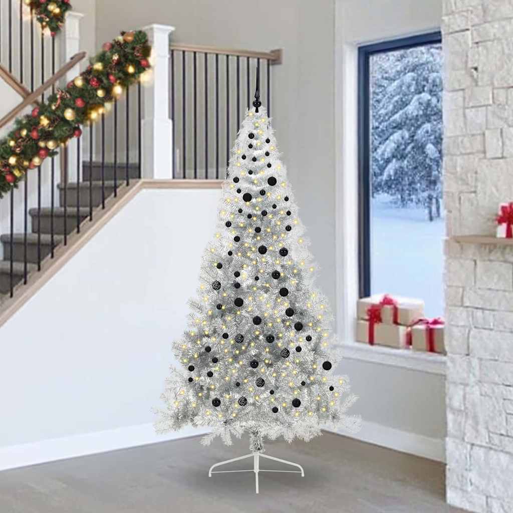 Sapin de Noël artificiel pré-éclairé Argent 240 cm PET - XIOS