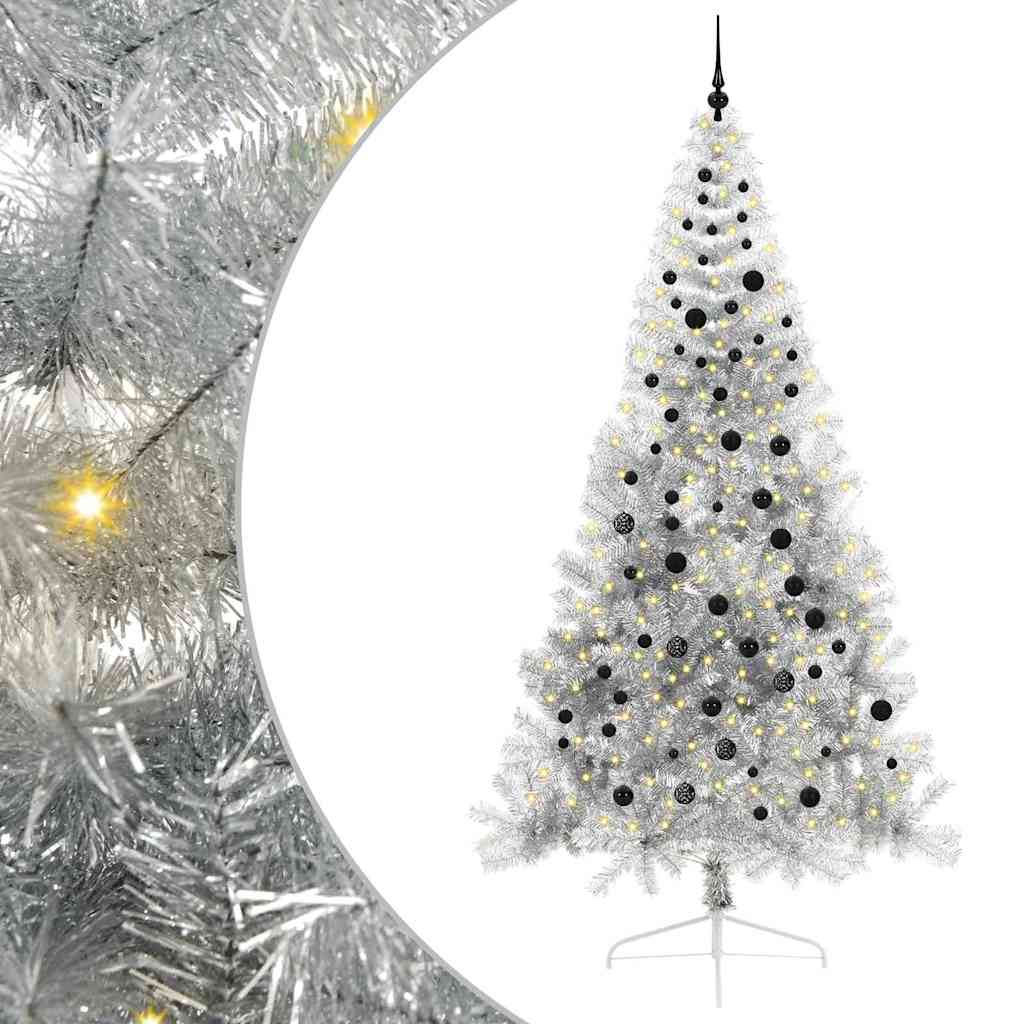 Sapin de Noël artificiel pré-éclairé Argent 240 cm PET - XIOS