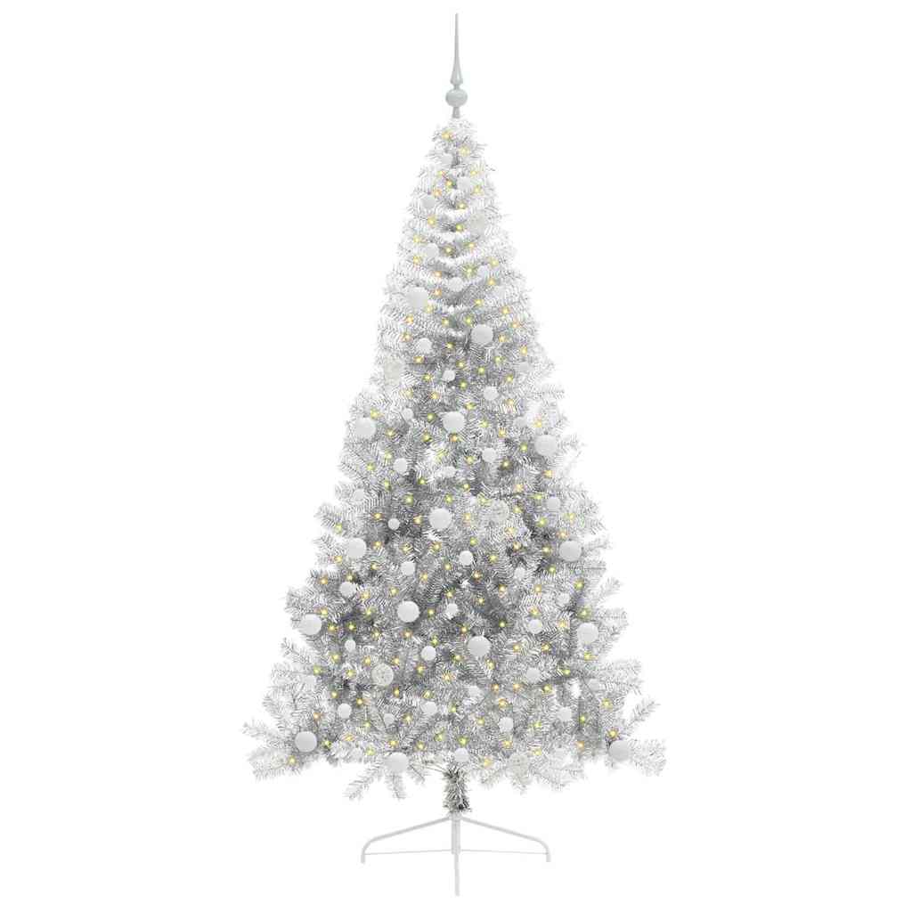 Sapin de Noël artificiel pré-éclairé Argent 240 cm PET - XIOS