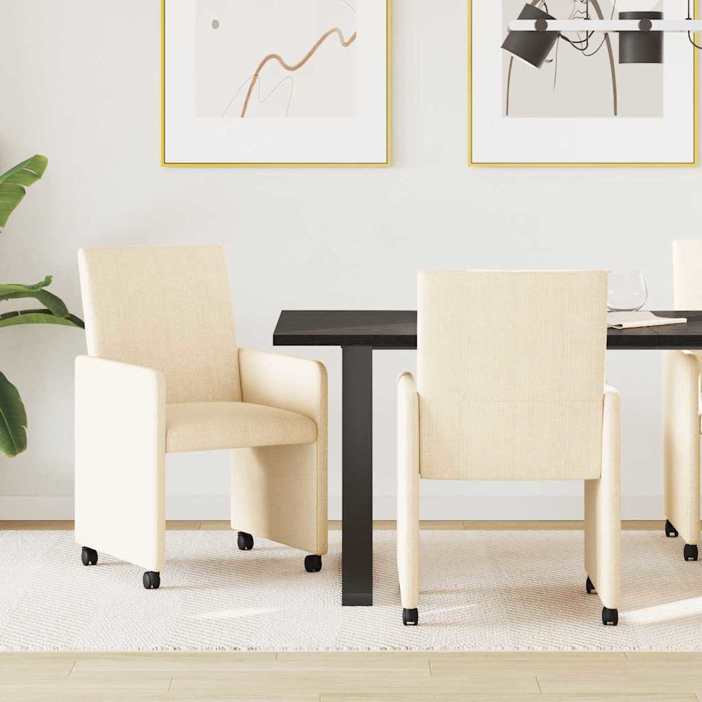 Chaises de Salle à Manger avec Roues avec des roues 2 pcs Crème - XIOS