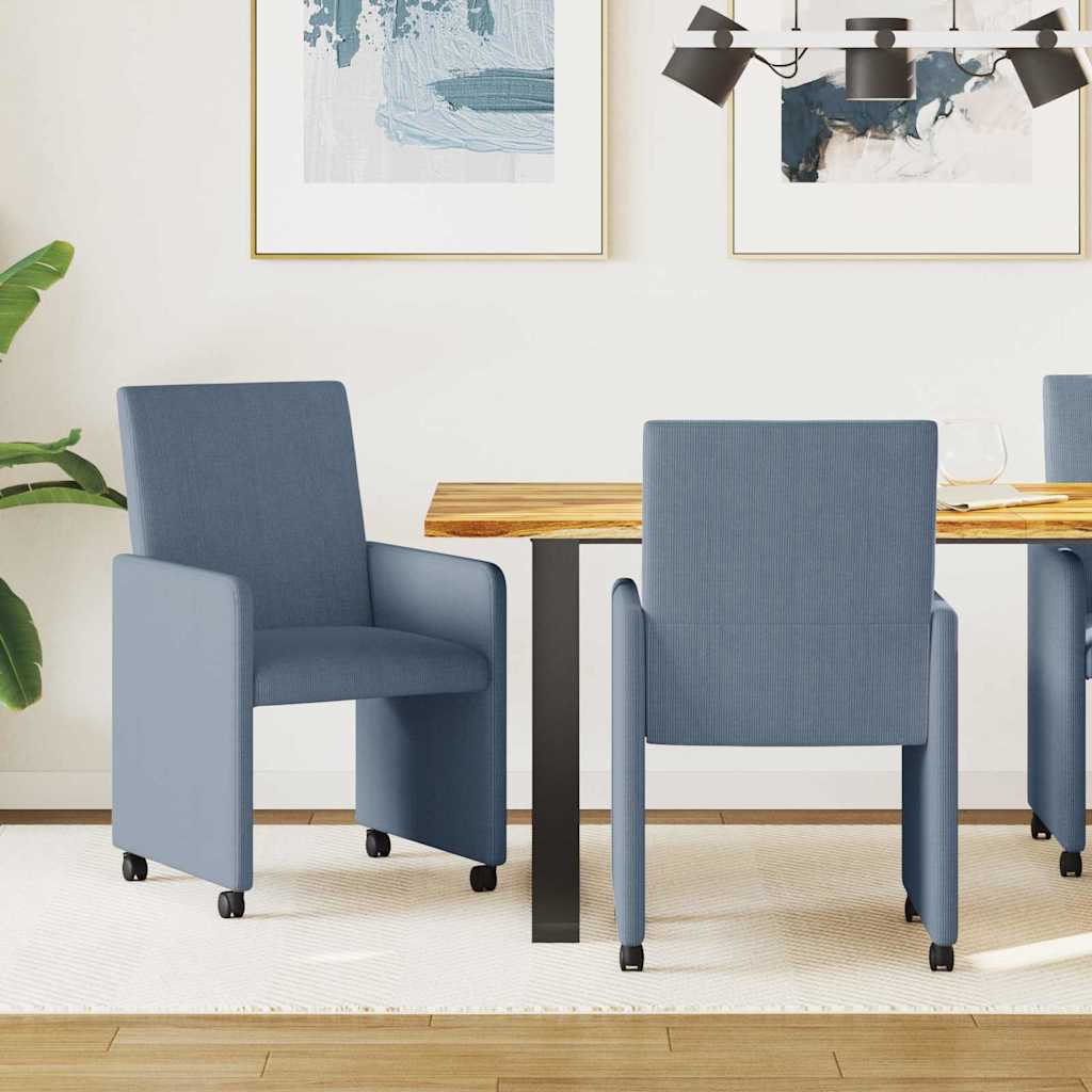 Chaises de Salle à Manger avec Roues 2 pcs Bleu 57 x 66 x 94 cm - XIOS