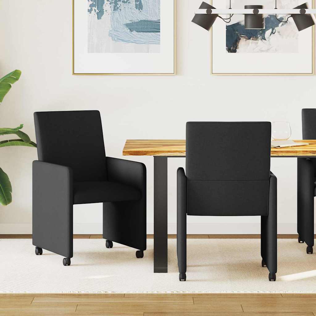 Chaises de Salle à Manger avec Roues 2 pcs Noir 57 x 66 x 94 cm - XIOS