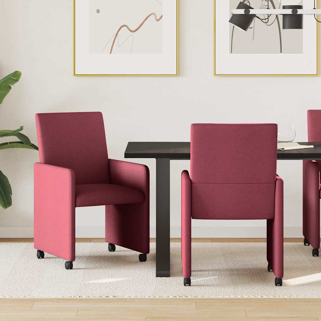 Chaises de Salle à Manger avec Roues 2 pcs Rouge bordeaux - XIOS