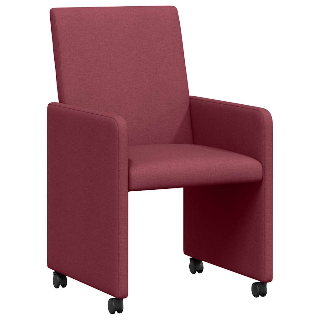 Chaises de Salle à Manger avec Roues 2 pcs Rouge bordeaux - XIOS