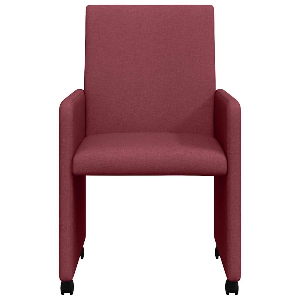 Chaises de Salle à Manger avec Roues 2 pcs Rouge bordeaux - XIOS