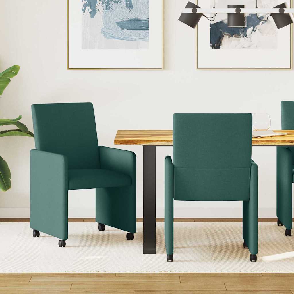 Chaises de Salle à Manger avec Roues 2 pcs Vert foncé - XIOS