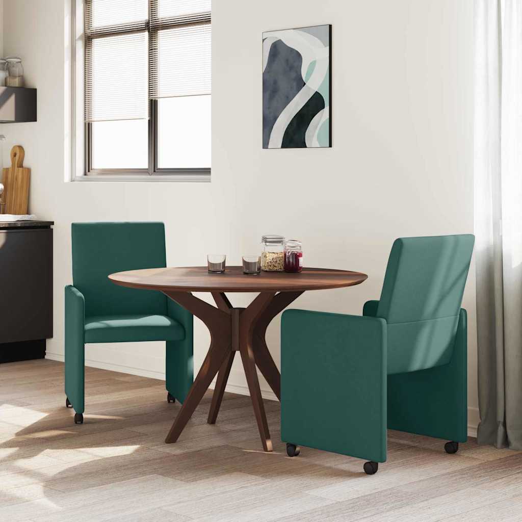 Chaises de Salle à Manger avec Roues 2 pcs Vert foncé - XIOS
