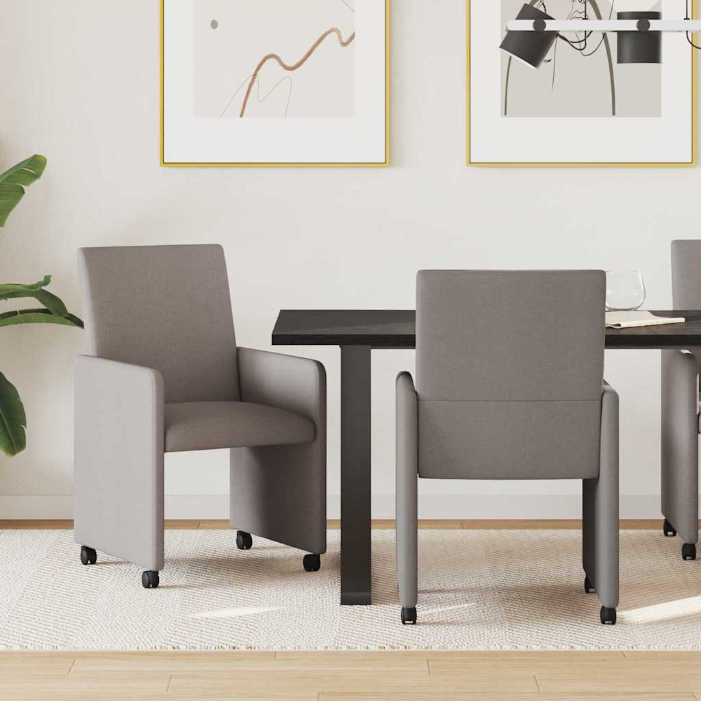 Chaises de Salle à Manger avec Roues avec des roues 2 pcs Taupe - XIOS