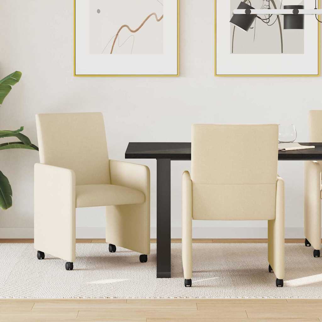 Chaises de Salle à Manger avec Roues avec des roues 2 pcs Crème - XIOS