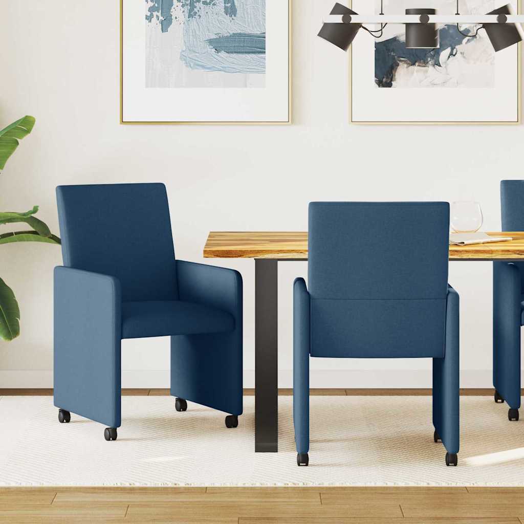 Chaises de Salle à Manger avec Roues 2 pcs Bleu 57 x 66 x 94 cm - XIOS