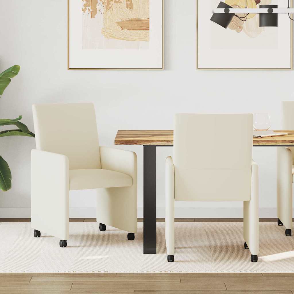 Chaises de Salle à Manger avec Roues avec des roues 2 pcs Crème - XIOS