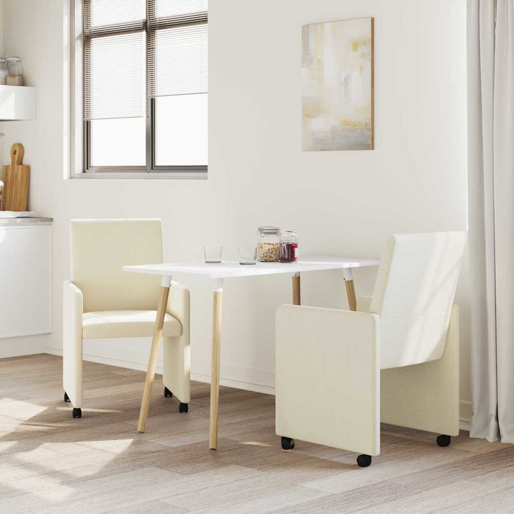 Chaises de Salle à Manger avec Roues avec des roues 2 pcs Crème - XIOS