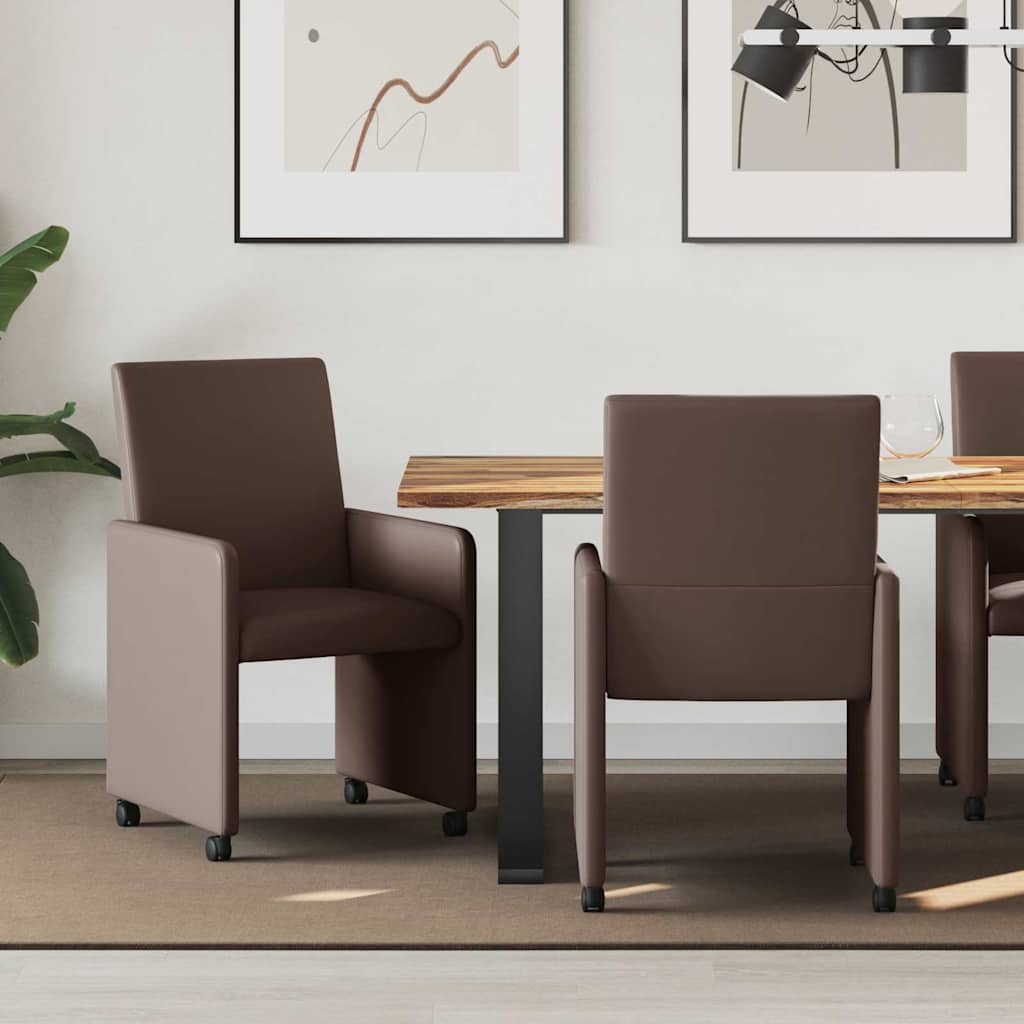 Chaises de Salle à Manger avec Roues 2 pcs Marron - XIOS