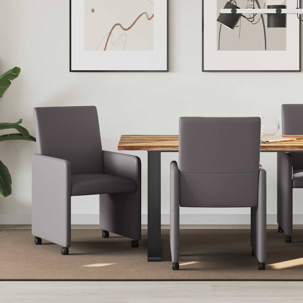 Chaises de Salle à Manger avec Roues 2 pcs Gris 57 x 66 x 94 cm - XIOS