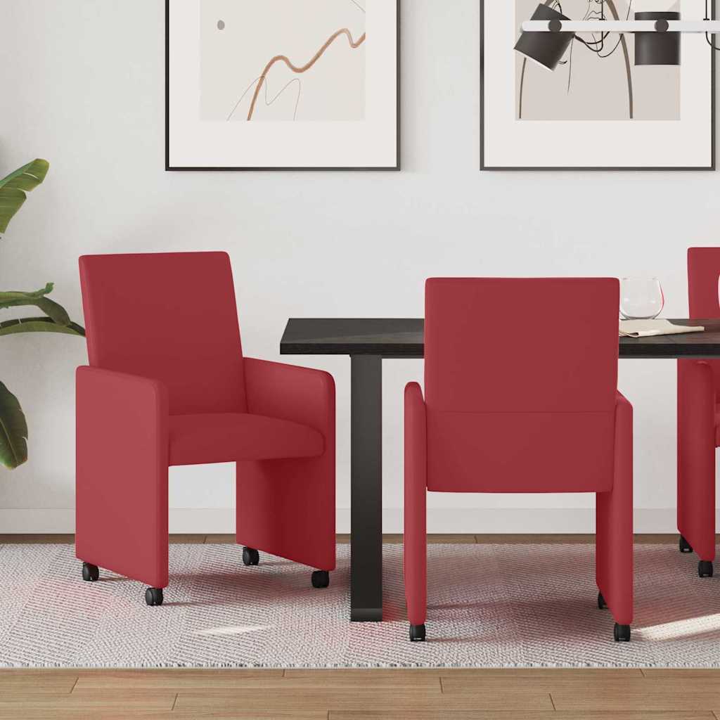 Chaises de Salle à Manger avec Roues 2 pcs Rouge bordeaux - XIOS