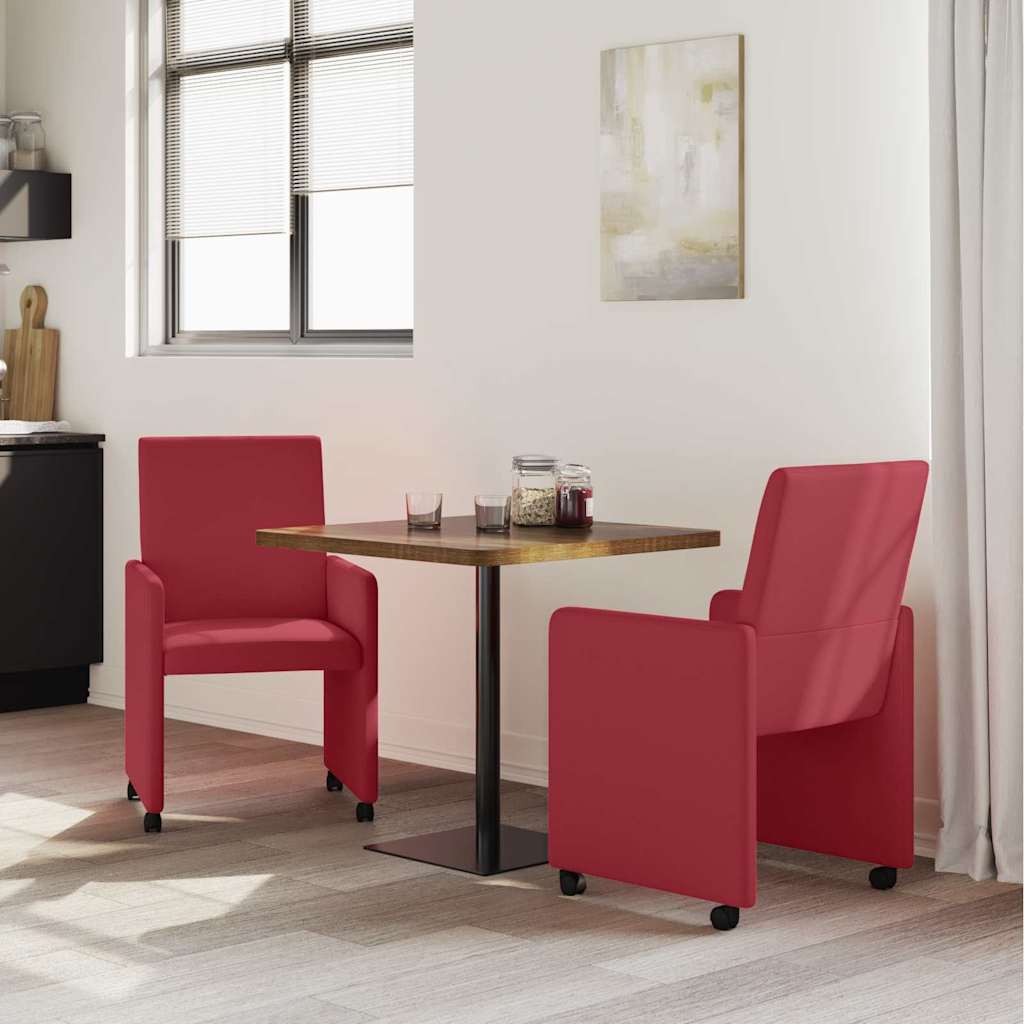 Chaises de Salle à Manger avec Roues 2 pcs Rouge bordeaux - XIOS
