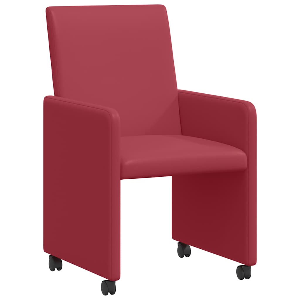 Chaises de Salle à Manger avec Roues 2 pcs Rouge bordeaux - XIOS