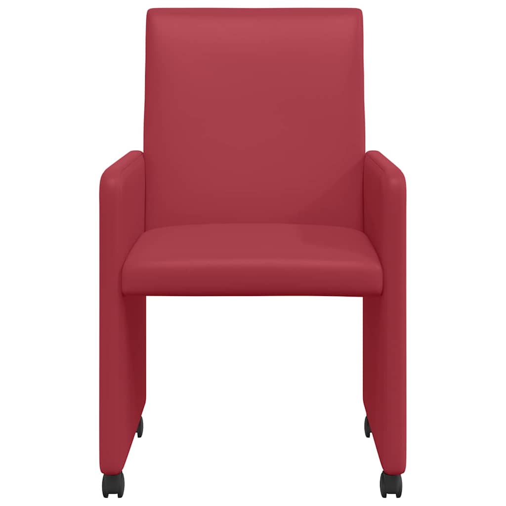 Chaises de Salle à Manger avec Roues 2 pcs Rouge bordeaux - XIOS