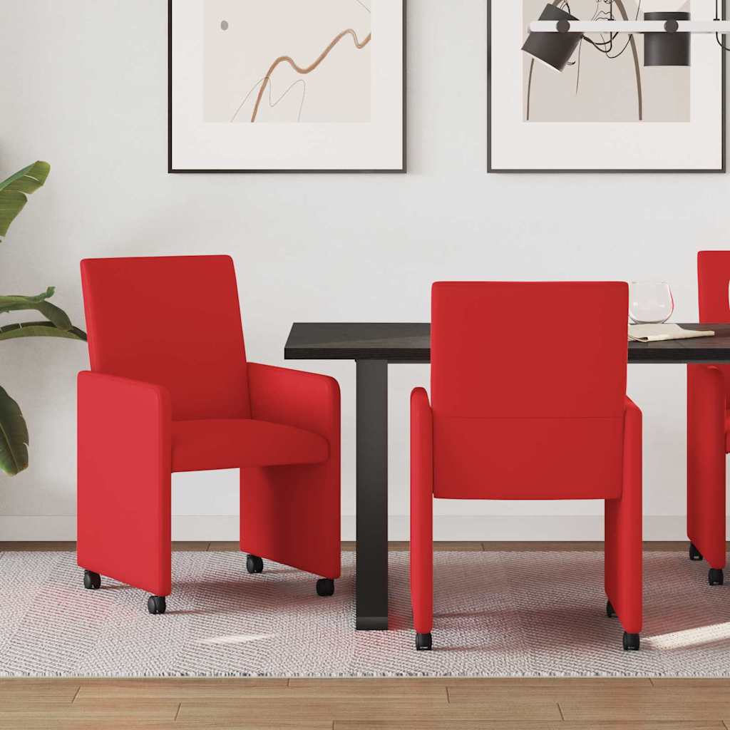 Chaises de Salle à Manger avec Roues avec des roues 2 pcs Rouge - XIOS