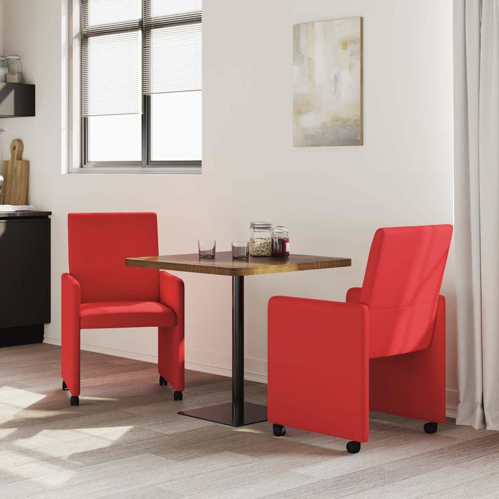 Chaises de Salle à Manger avec Roues avec des roues 2 pcs Rouge - XIOS