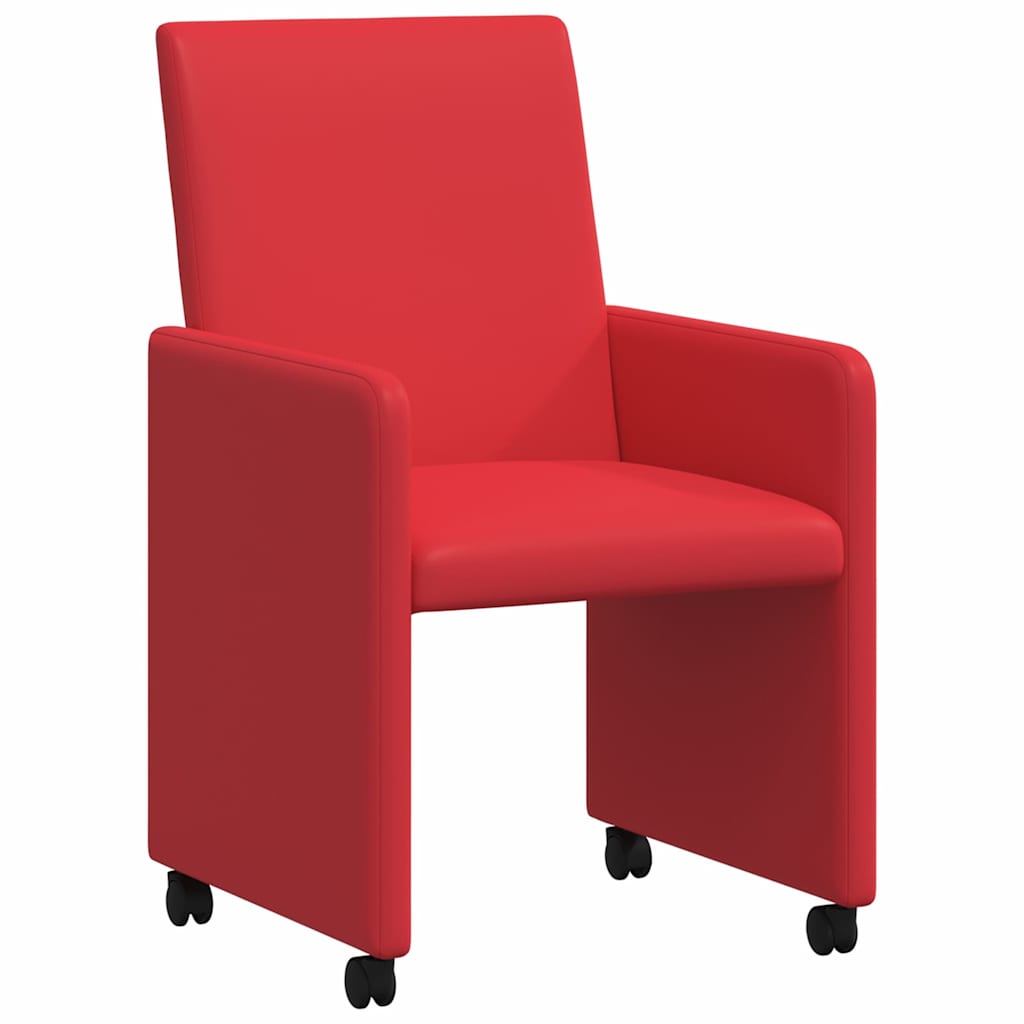 Chaises de Salle à Manger avec Roues avec des roues 2 pcs Rouge - XIOS