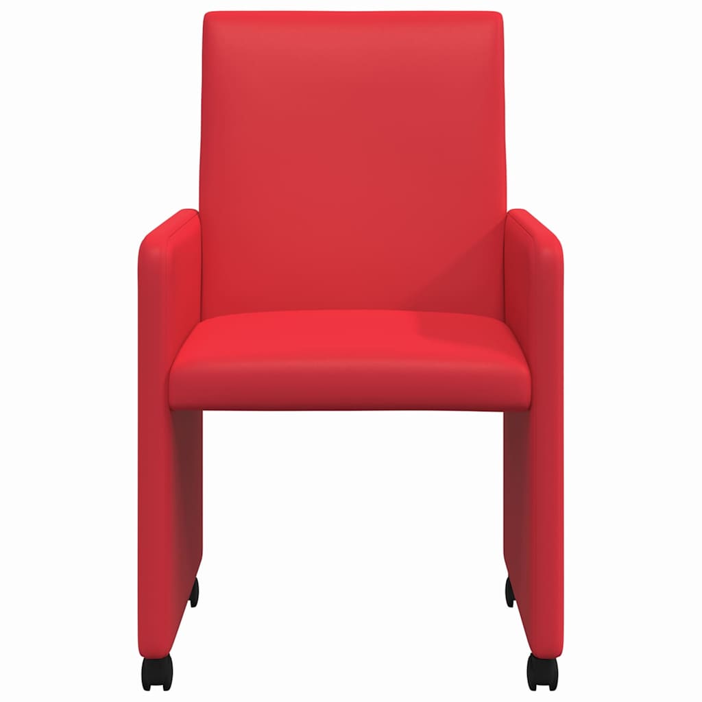 Chaises de Salle à Manger avec Roues avec des roues 2 pcs Rouge - XIOS