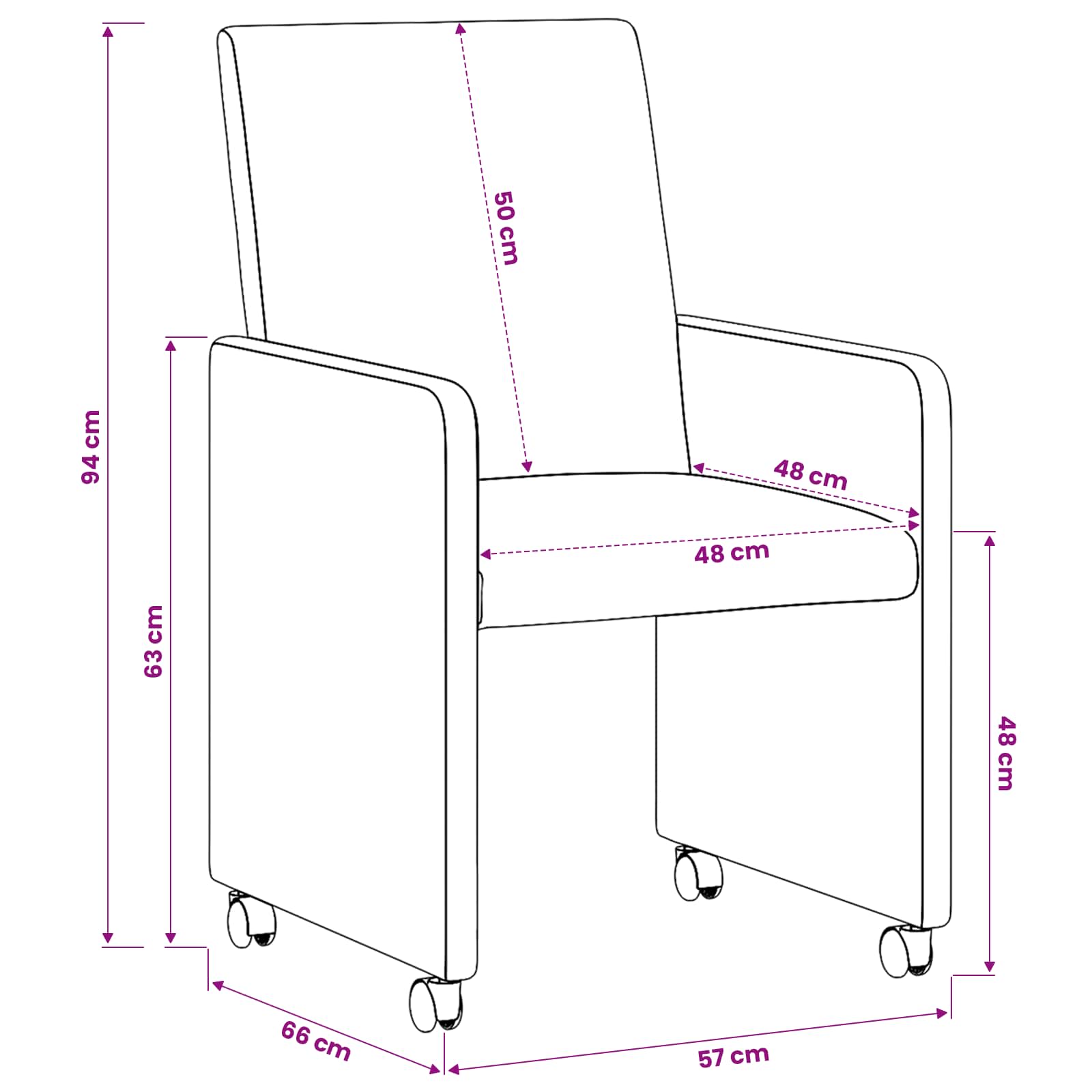 Chaises de Salle à Manger avec Roues 2 pc Faux cuir Rouge