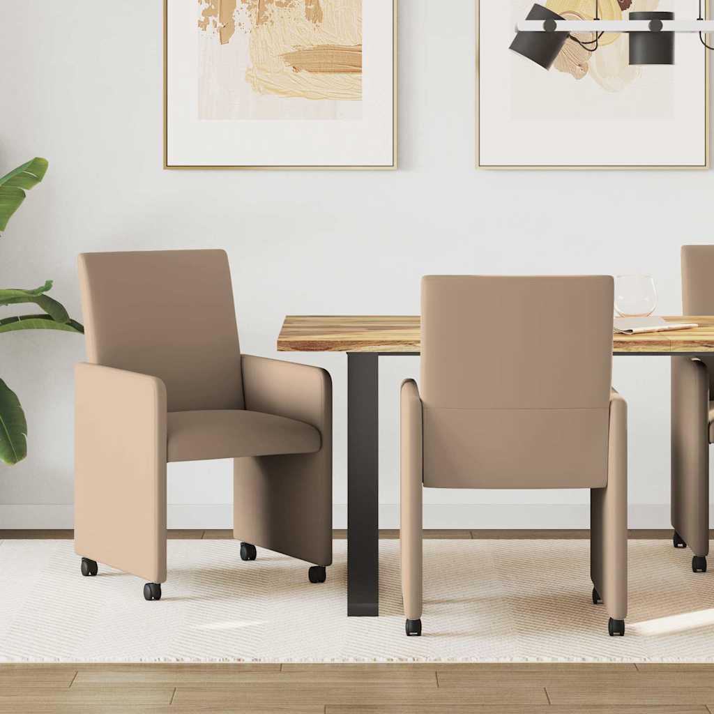 Chaises de Salle à Manger avec Roues 2 pcs Cappuccino Faux cuir - XIOS