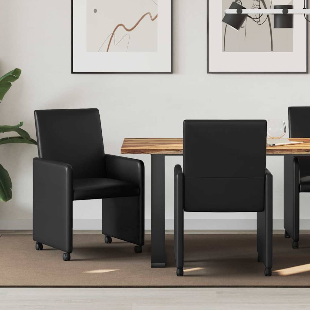Chaises de Salle à Manger avec Roues 2 pcs Noir 57 x 66 x 94 cm - XIOS