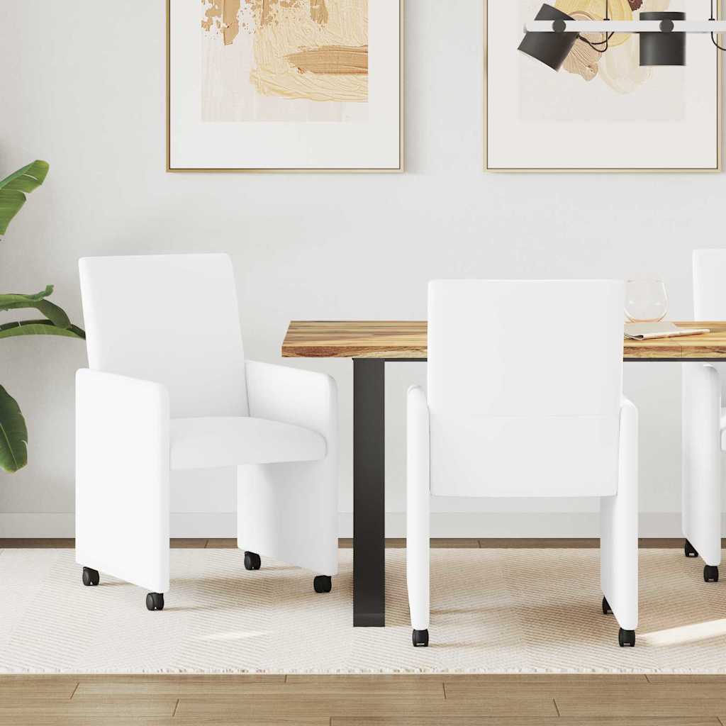 Chaises de Salle à Manger avec Roues avec des roues 2 pcs Blanc - XIOS