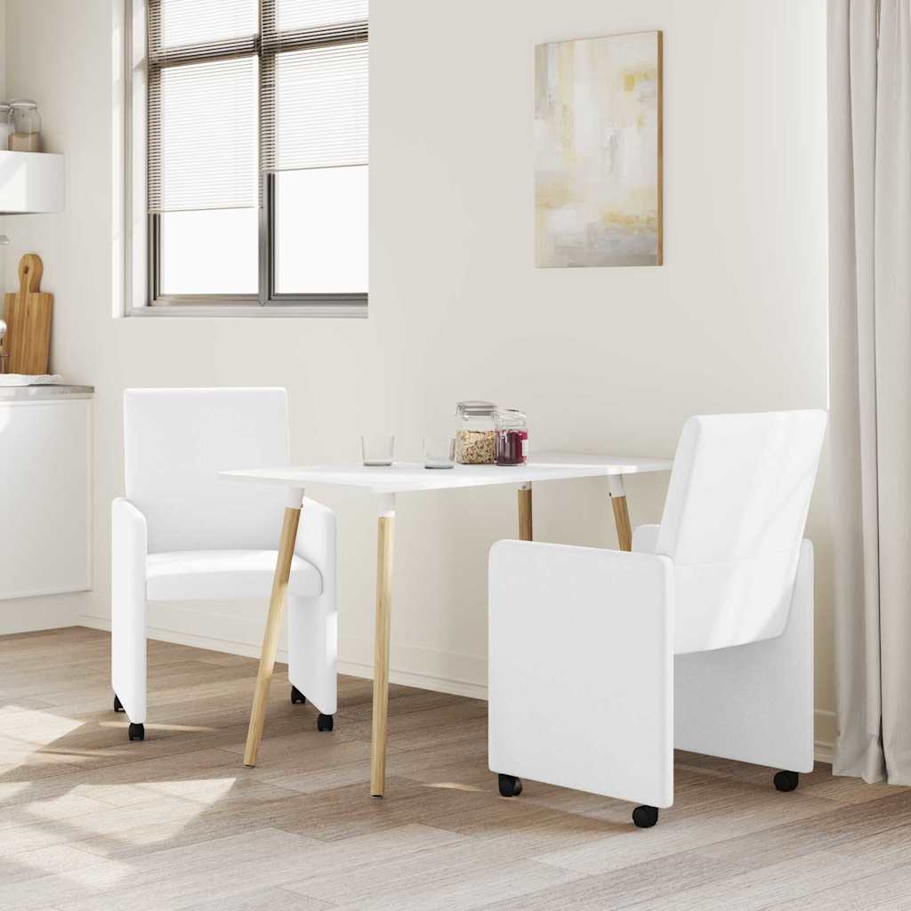 Chaises de Salle à Manger avec Roues avec des roues 2 pcs Blanc - XIOS