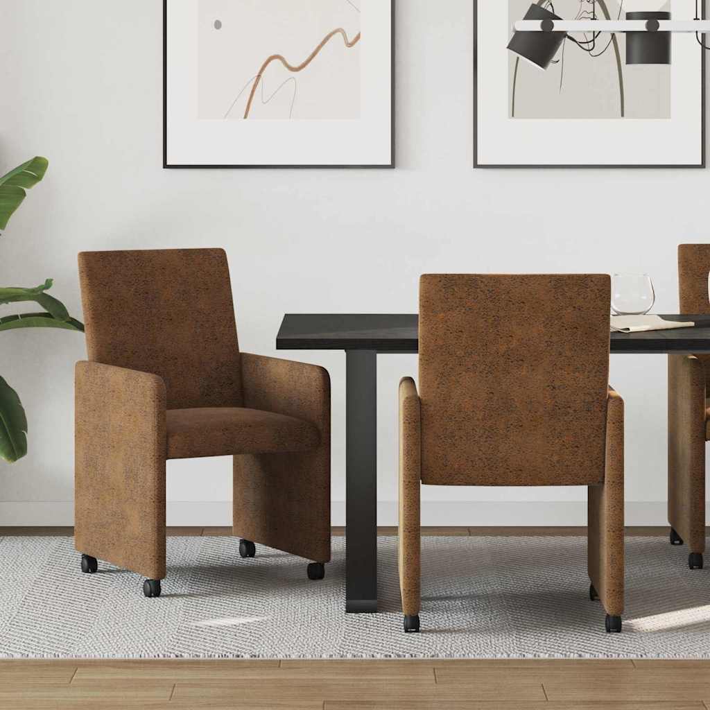 Chaises de Salle à Manger avec Roues 2 pcs Marron - XIOS