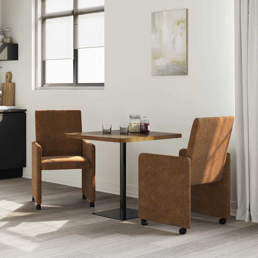 Chaises de Salle à Manger avec Roues 2 pcs Marron - XIOS