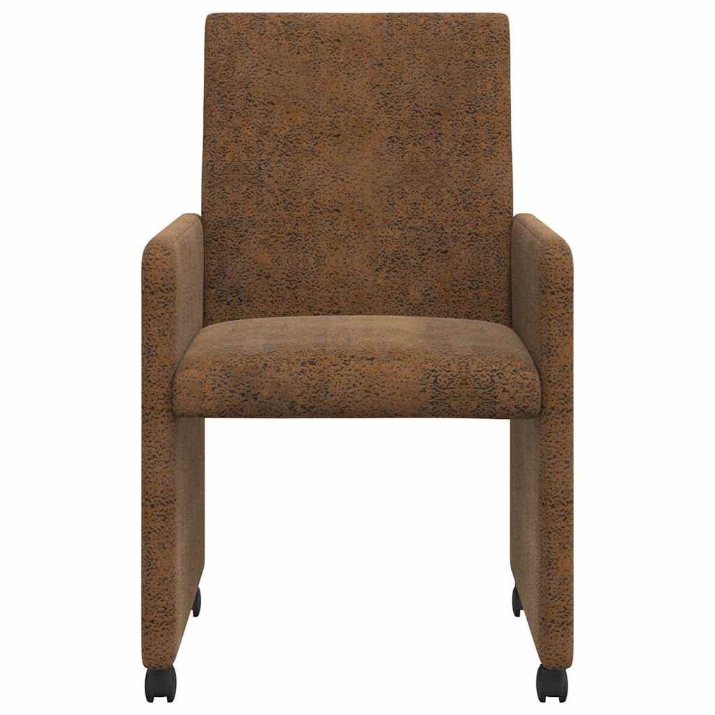 Chaises de Salle à Manger avec Roues 2 pcs Marron - XIOS