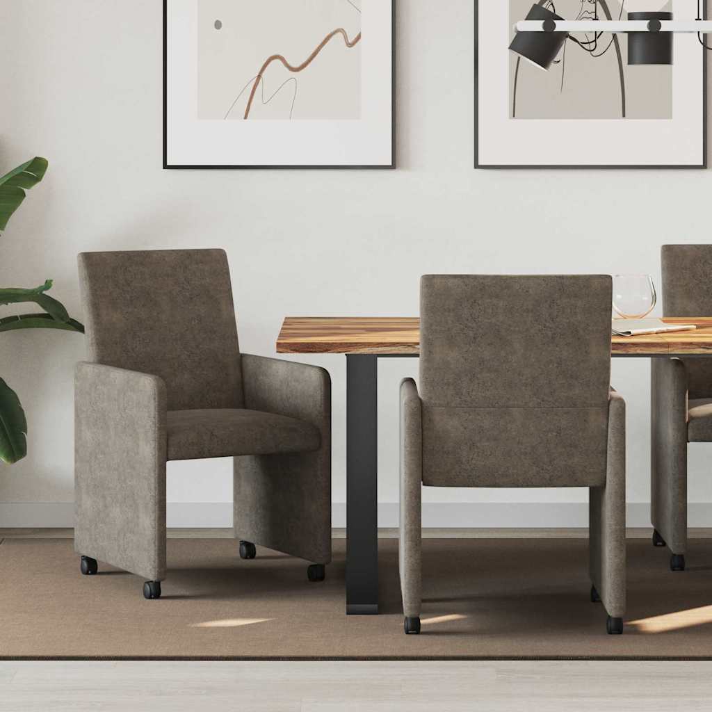 Chaises de Salle à Manger avec Roues 2 pcs Gris foncé - XIOS