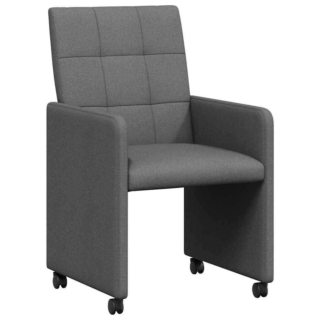 Chaises de Salle à Manger avec Roues 2 pcs Gris foncé tissu - XIOS