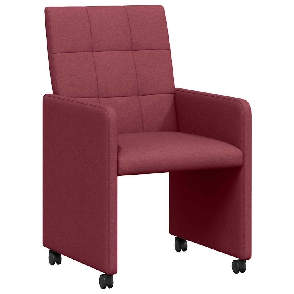 Chaises de Salle à Manger avec Roues 2 pcs Bordeaux tissu - XIOS